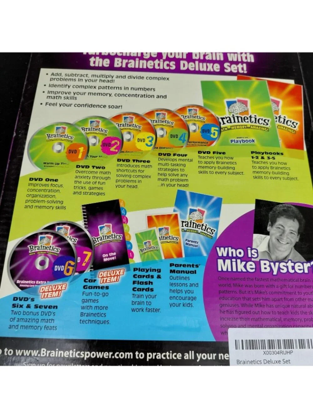 Brainetics Deluxe Set Math Memory Learning DVDs 1-7 Playbooks Kit Cards Ages 9+